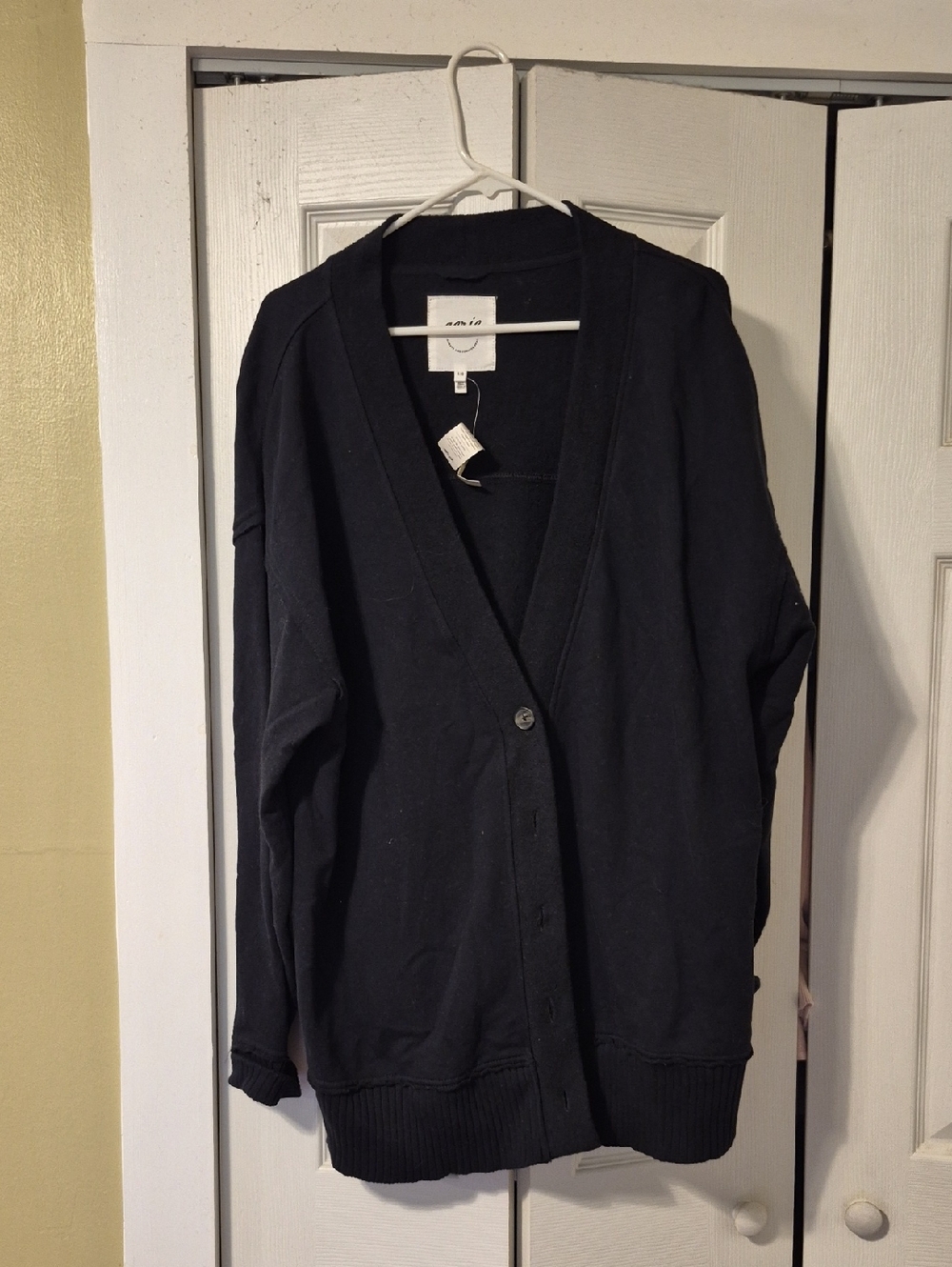 aerie Black V-Neck Button-Front Cardigan